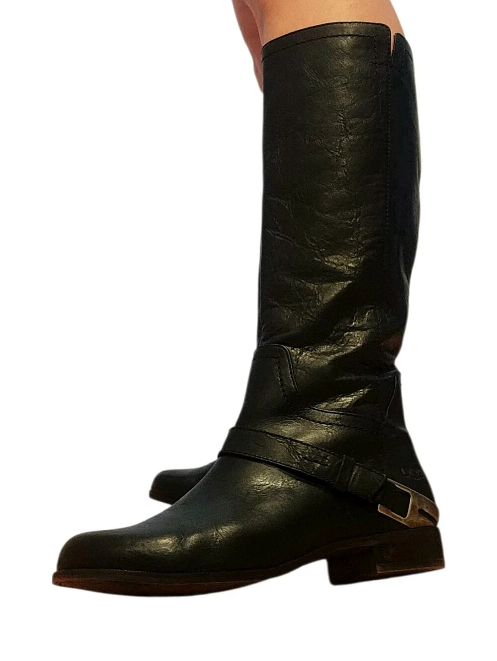 Ugg Channing Tall Black Crackled Leather Boots sz.7